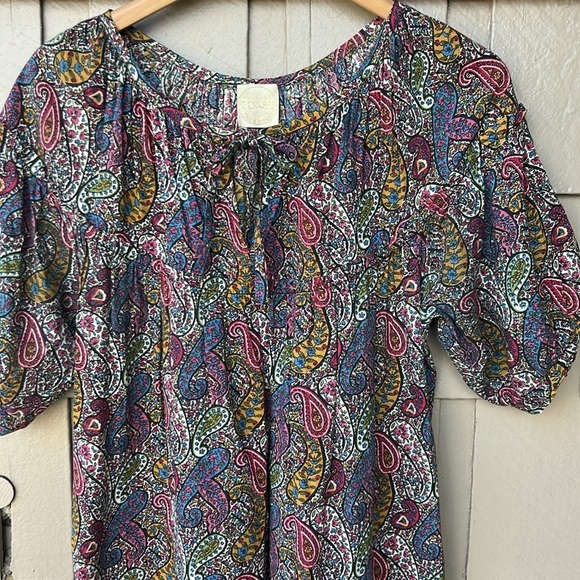 TOAST Bohemian Paisley Mini Dress Festival Cottagecore Resortwear Vacation Sz Sm - Picture 2 of 7
